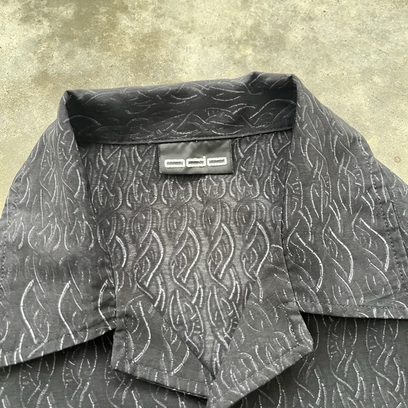 ODO Shirt Mens Extra Large Blue Gray Flaming Skulls‎ Allover Flame Biker Hot Rod - Picture 4 of 6